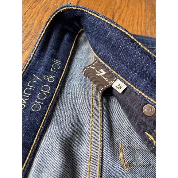 7 For All Mankind ‘The Skinny Crop & Roll’ Blue Jeans sz 28 - Picture 5 of 9